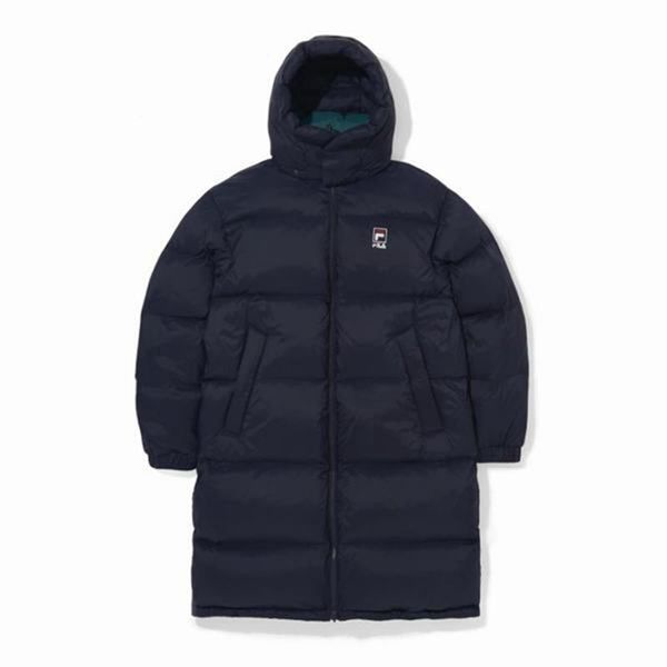 Fila Reversible Long Men's Down Jackets - Navy,NZ 957-27619